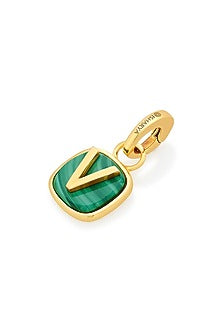 Gold Finish Malachite Stone Charm