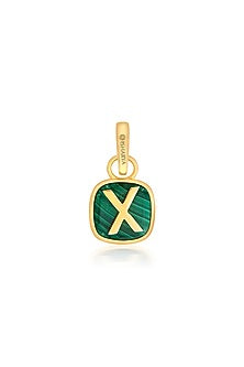 Gold Finish Malachite Stone Charm