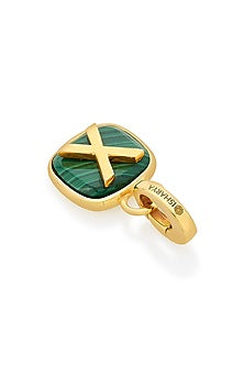 Gold Finish Malachite Stone Charm