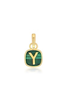 Gold Finish Malachite Stone Charm
