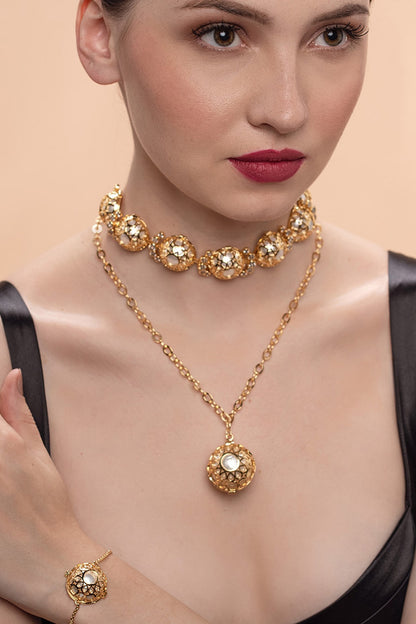 Gold Plated Pearl & Crystal Bracelet