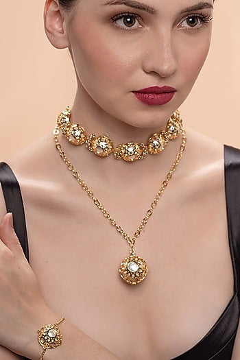 Gold Plated Pearl & Crystal Bracelet