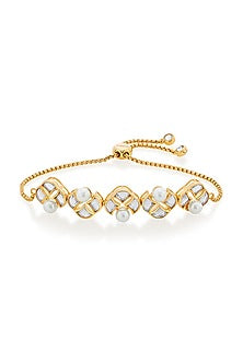 Gold Plated Pearl & Mirror Bracelet