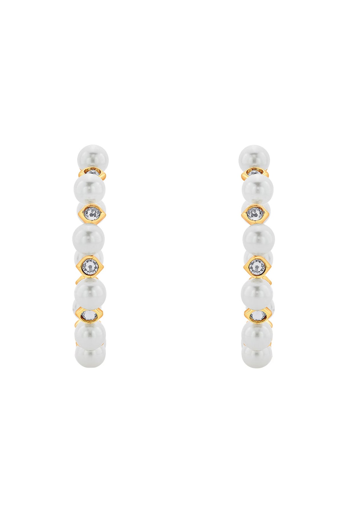 Gold Plated Shell Pearl Hoop Earrings
