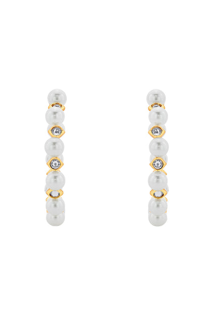Gold Plated Shell Pearl Hoop Earrings