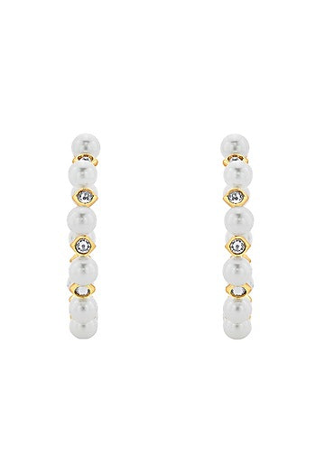 Gold Plated Shell Pearl Hoop Earrings