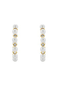 Gold Plated Shell Pearl Hoop Earrings