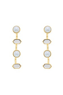 Gold Plated Shell Pearl Dangler Earrings