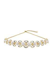 Gold Plated Mirror & Pearl Choker Necklace