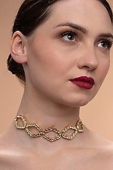 Gold Plated Mirror Choker Necklace