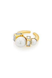 Gold Plated Mirrors & Pearls Ring