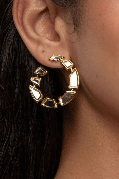 Gold Plated Mirror Stud Earrings