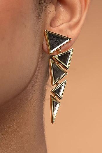 Gold Plated Mirror Triangle Earrings