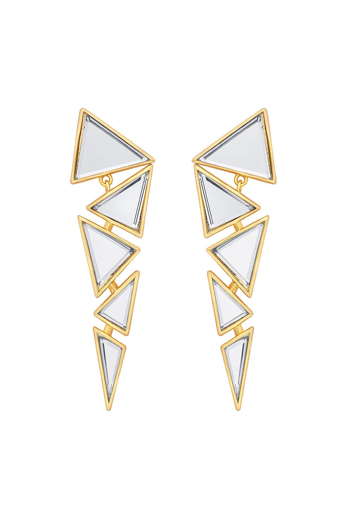 Gold Plated Mirror Triangle Earrings