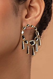 Gold Plated Mirror Dangler Earrings