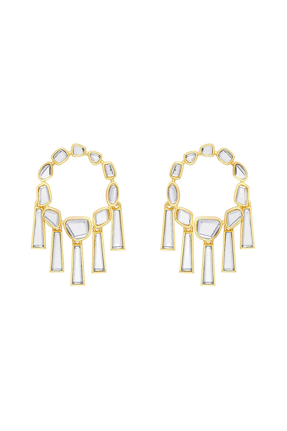 Gold Plated Mirror Dangler Earrings