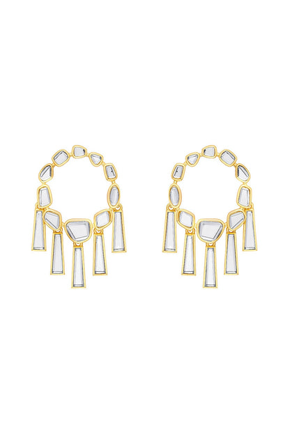 Gold Plated Mirror Dangler Earrings