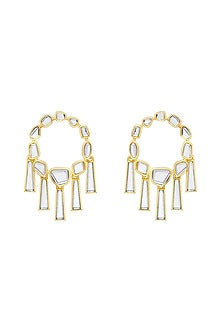 Gold Plated Mirror Dangler Earrings