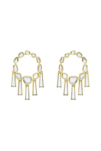 Gold Plated Mirror Dangler Earrings