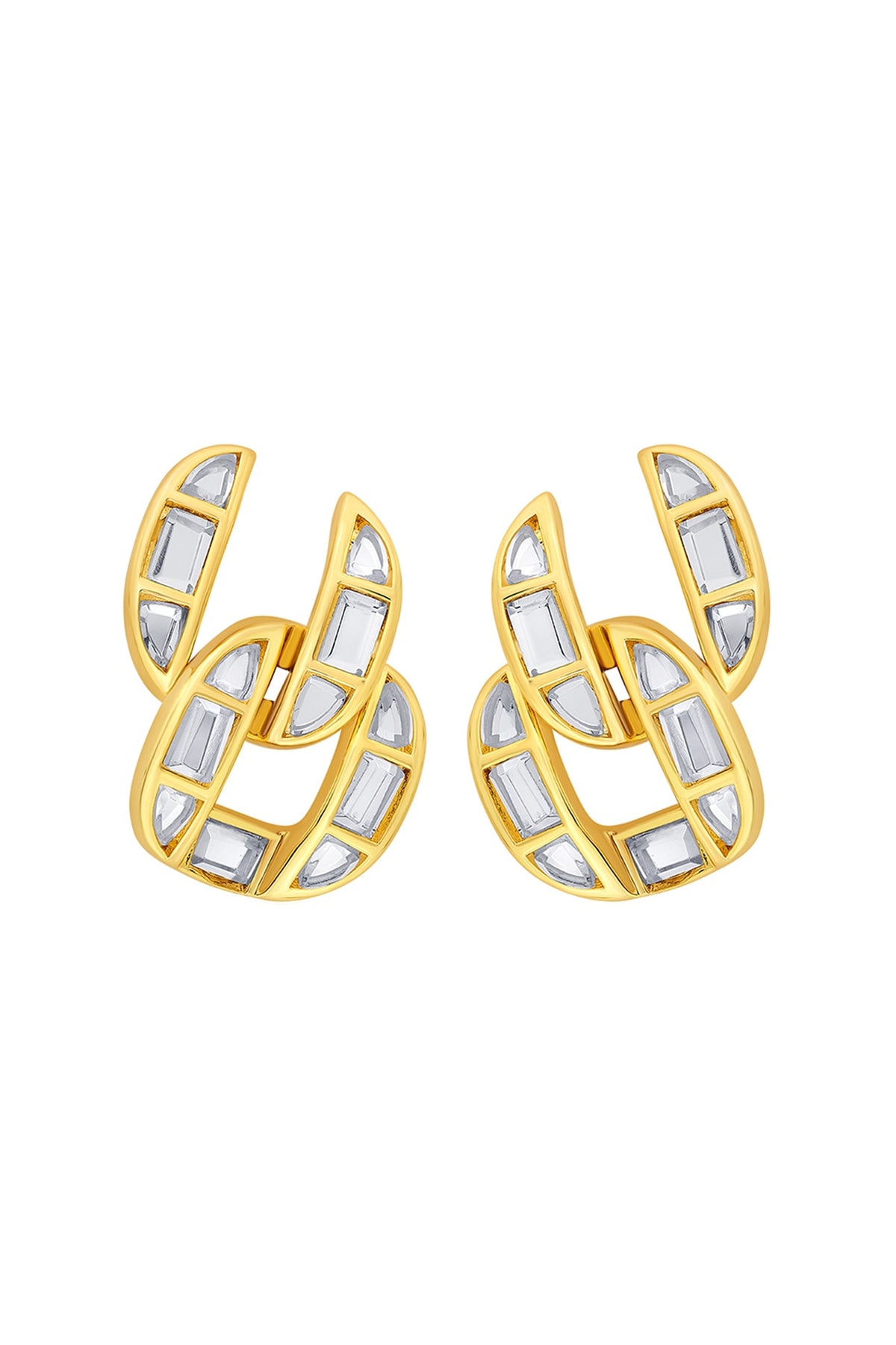 Gold Plated Mirror Mismatched Stud Earrings