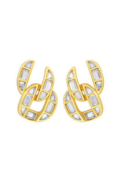 Gold Plated Mirror Mismatched Stud Earrings