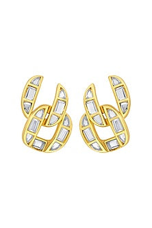Gold Plated Mirror Mismatched Stud Earrings