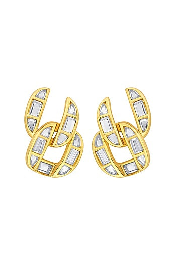 Gold Plated Mirror Mismatched Stud Earrings