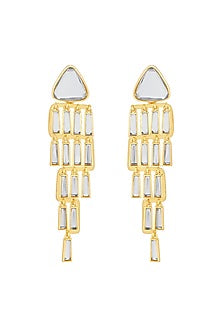 Gold Plated Mirror Waterfall Dangler Earrings