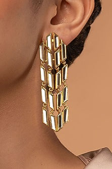 Gold Plated Mirror Rain Dangler Earrings