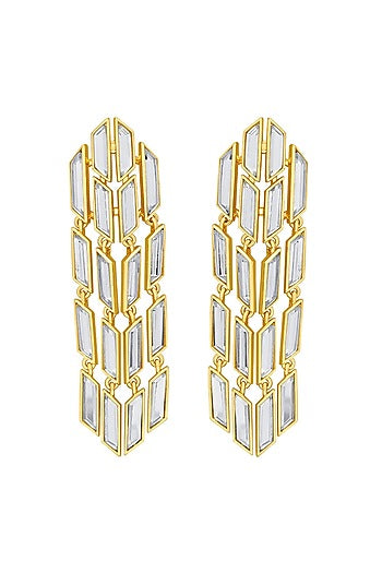 Gold Plated Mirror Rain Dangler Earrings
