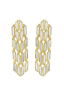 Gold Plated Mirror Rain Dangler Earrings