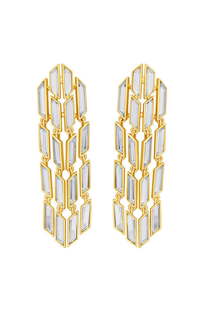 Gold Plated Mirror Rain Dangler Earrings
