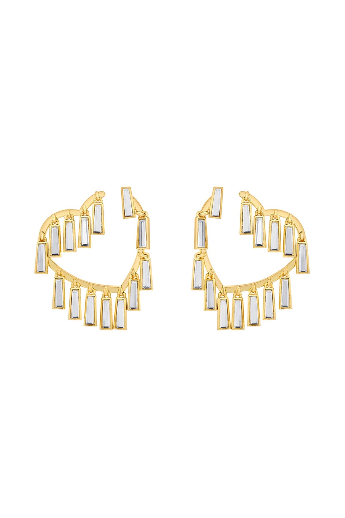 Gold Plated Mirror Drop Hoop Earrings