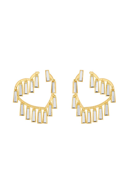 Gold Plated Mirror Drop Hoop Earrings