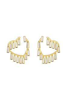 Gold Plated Mirror Drop Hoop Earrings