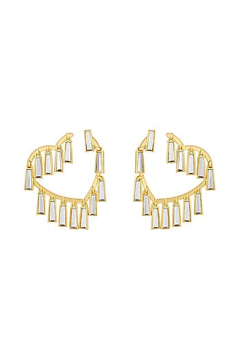 Gold Plated Mirror Drop Hoop Earrings