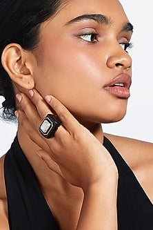 Gold Plated Crystal Signet Ring