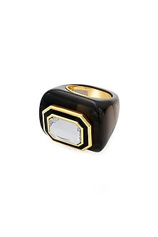 Gold Plated Crystal Signet Ring
