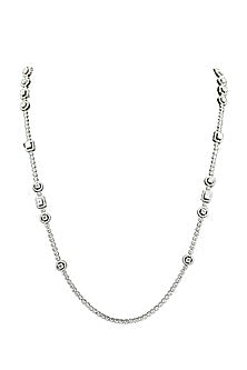White Finish Swarovski Long Necklace In Sterling Silver