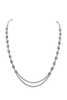 White Finish Swarovski Long Necklace In Sterling Silver