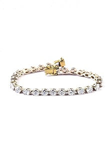 Gold Finish Swarovski Tennis Bracelet In Sterling Silver
