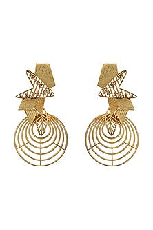 Gold Finish Hand Knotted Ball Chain Dangler Earrings