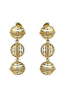 Gold Finish Hand Knotted Ball Chain Dangler Earrings