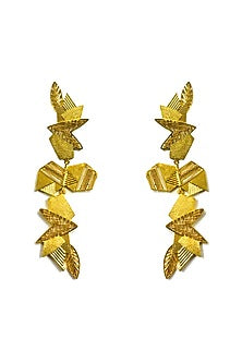 Gold Finish Hand Knotted Ball Chain Dangler Earrings