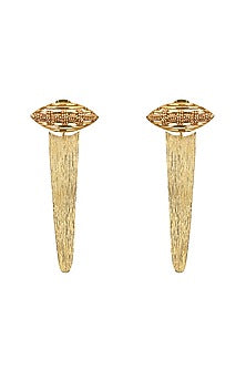 Gold Finish Hand Knotted Ball Chain Dangler Earrings