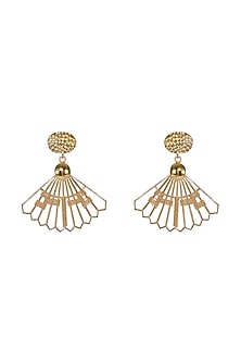 Gold Finish Hand Knotted Ball Chain Dangler Earrings