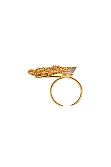 Yellow Gold Finish Half Orb Ring