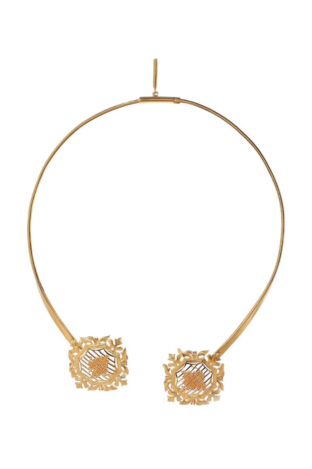 Yellow Gold Finish Victorian Choker Necklace