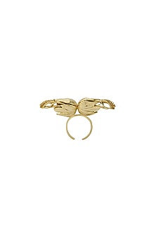Gold Finish Pearl Rose Bud Ring