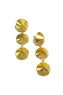 Gold Finish Mini Dome Dangler Earrings